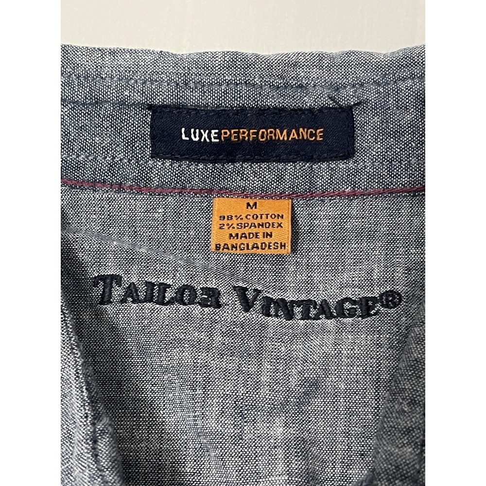 Tailor Vintage M Medium Luxe Performance Insignia Blue Button Down Long Sleeve - Picture 2 of 6